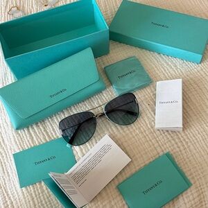 Tiffany Co TF3066 Pilot Sunglasses Silver blue sun glasses azure gradient